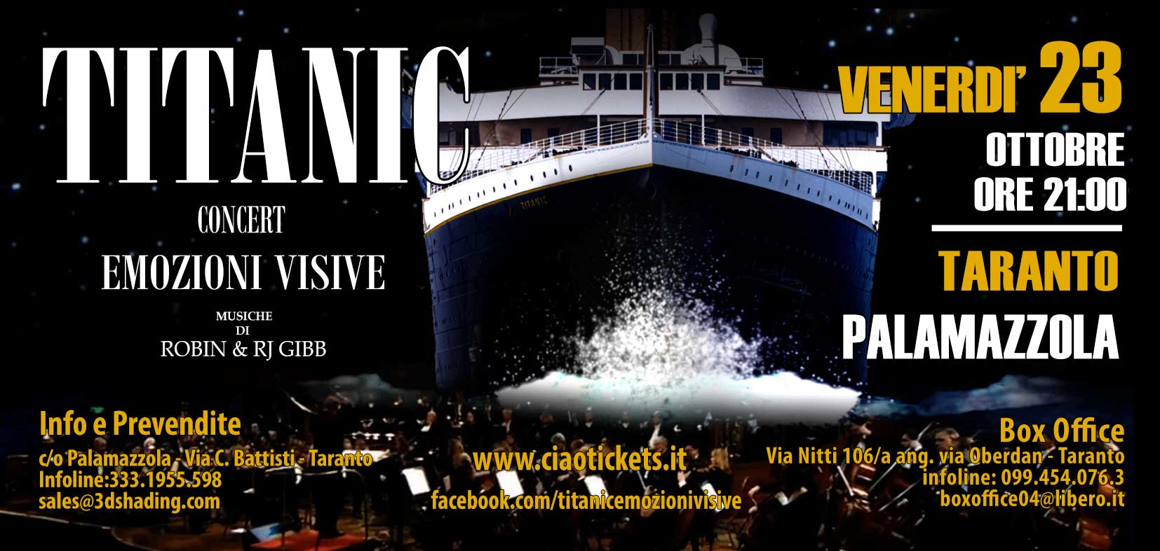 The Titanic Concert tour will start in Taranot Paramazzola